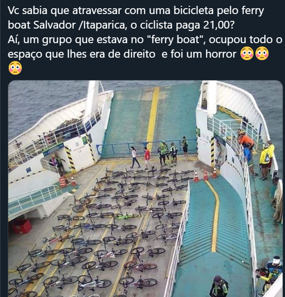 Notícia falsa repercute cobrança de R$21,00 para travessia de Ferry entre Salvador e Itaparica na Bahia.