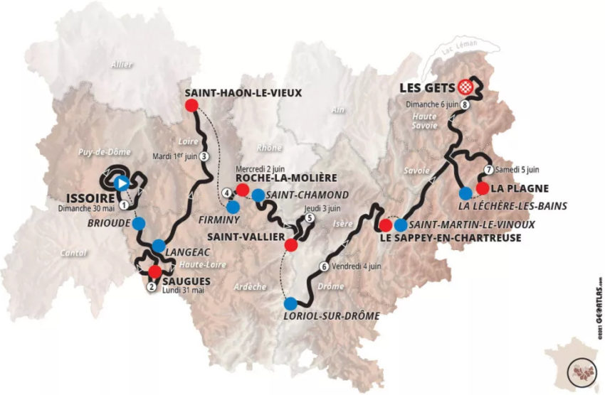 Mapa do Critérium du Dauphiné 2021 | Pelote Ciclismo