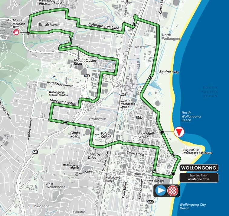 Circuito do Mundial de Ciclismo de 2022 em Wollongong | Arte UCI
