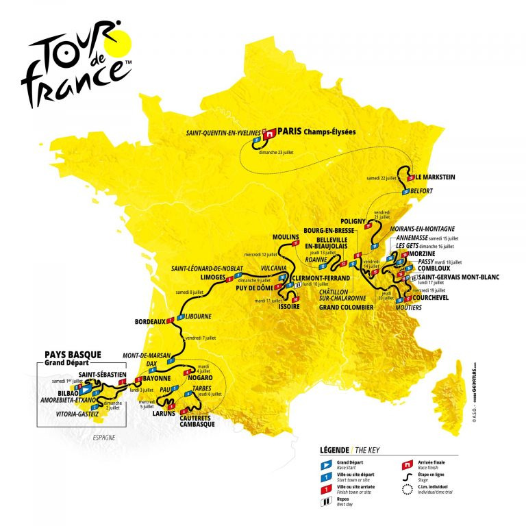 Mapa do Tour de France 2023