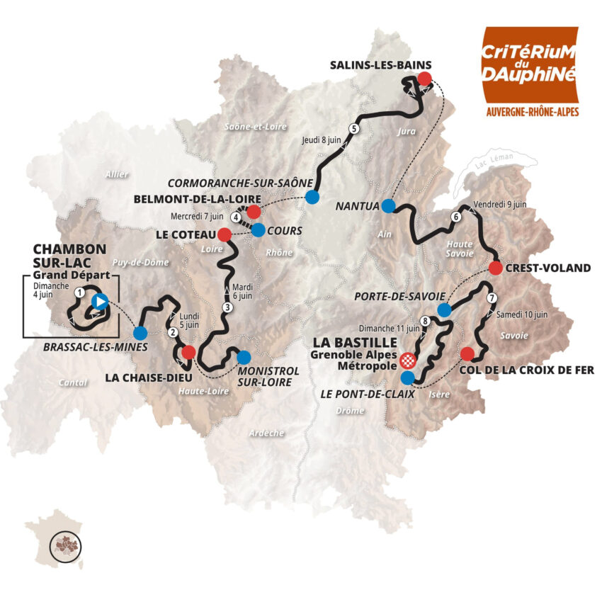 Mapa do Criterium du Dauphiné 2023